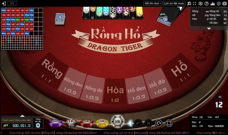 Cửa hoà trong game bài dragon tiger 