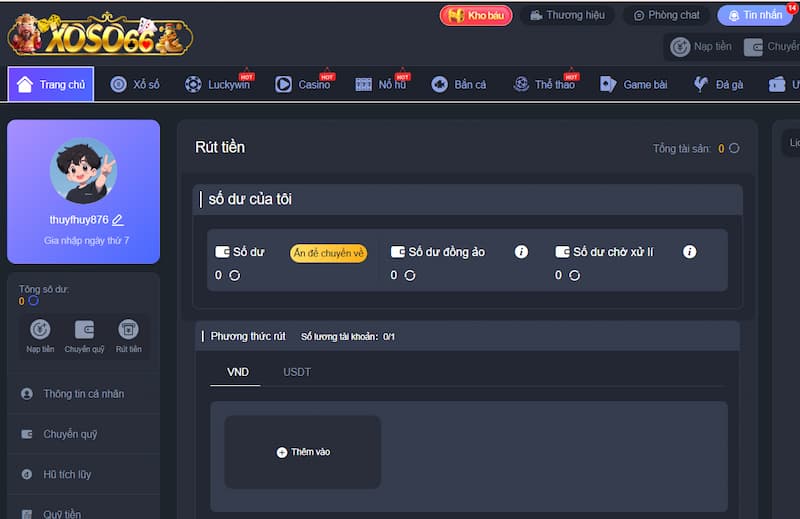 Hướng dẫn chi tiết cách nạp tiền rút tiền tại XOSO66 an toàn 3 Rút tiền XOSO66