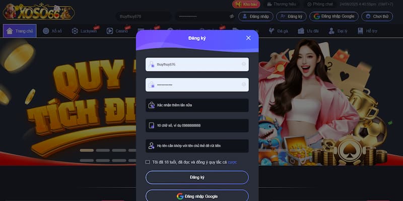 Thủ tục đăng ký tài khoản cược XOSO66 